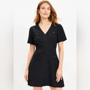 NWT Loft black tweed dress 12